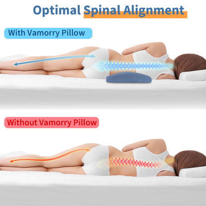 Lumbar Support Pillow for Bed Relief Back Pain: Lower Back Pillow for Sleeping - Memory Foam Waist Pillow - Back Wedge Bolster Pillow for Side, Back&Stomach Sleepers - Bed Rest Pillow for Car, Sofa