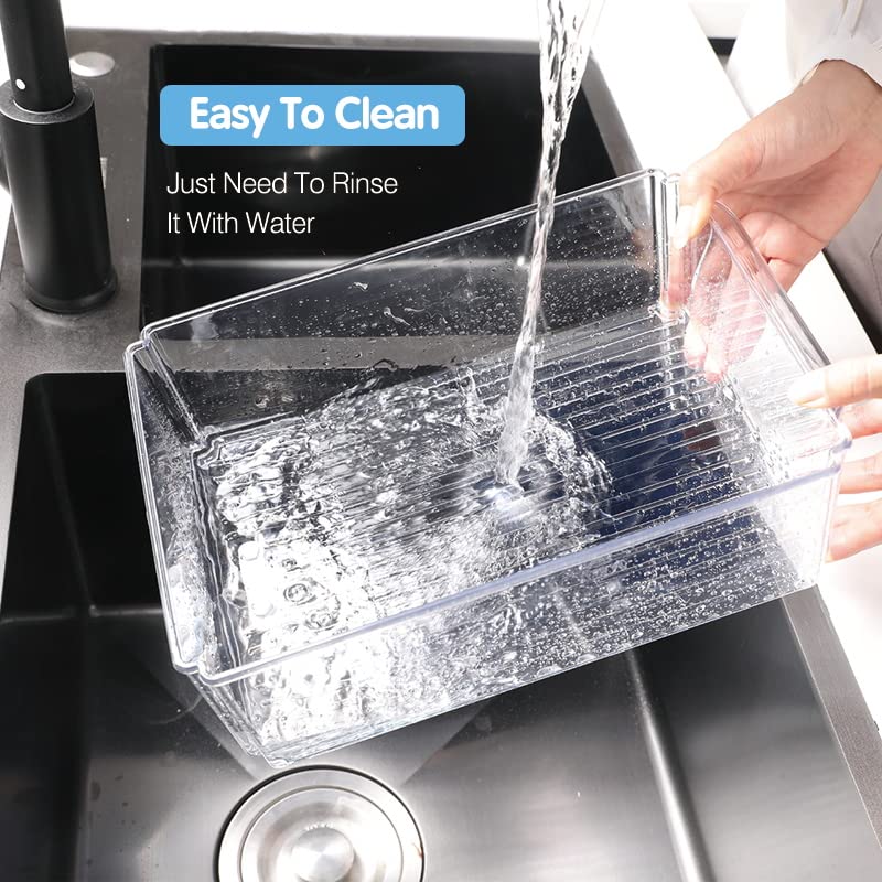 KUMD 10 Pack Fridge Organizer, Stackable Refrigerator Organizer Bins with Lids, BPA-Free Produce Fruit Storage Containers for Storage Clear for Kitchen, Food, Drinks, Vegetable Storage