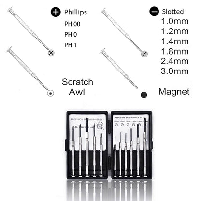 NSZETZ 11PCS Mini Precision Screwdriver Set, Small Tools with 11 Size Flathead and Phillips Kit, Professional Magnetic Repair Tool for Jewelry, Ring Doorbell, Watch, iPhone, Toys, Computer, Eyeglass