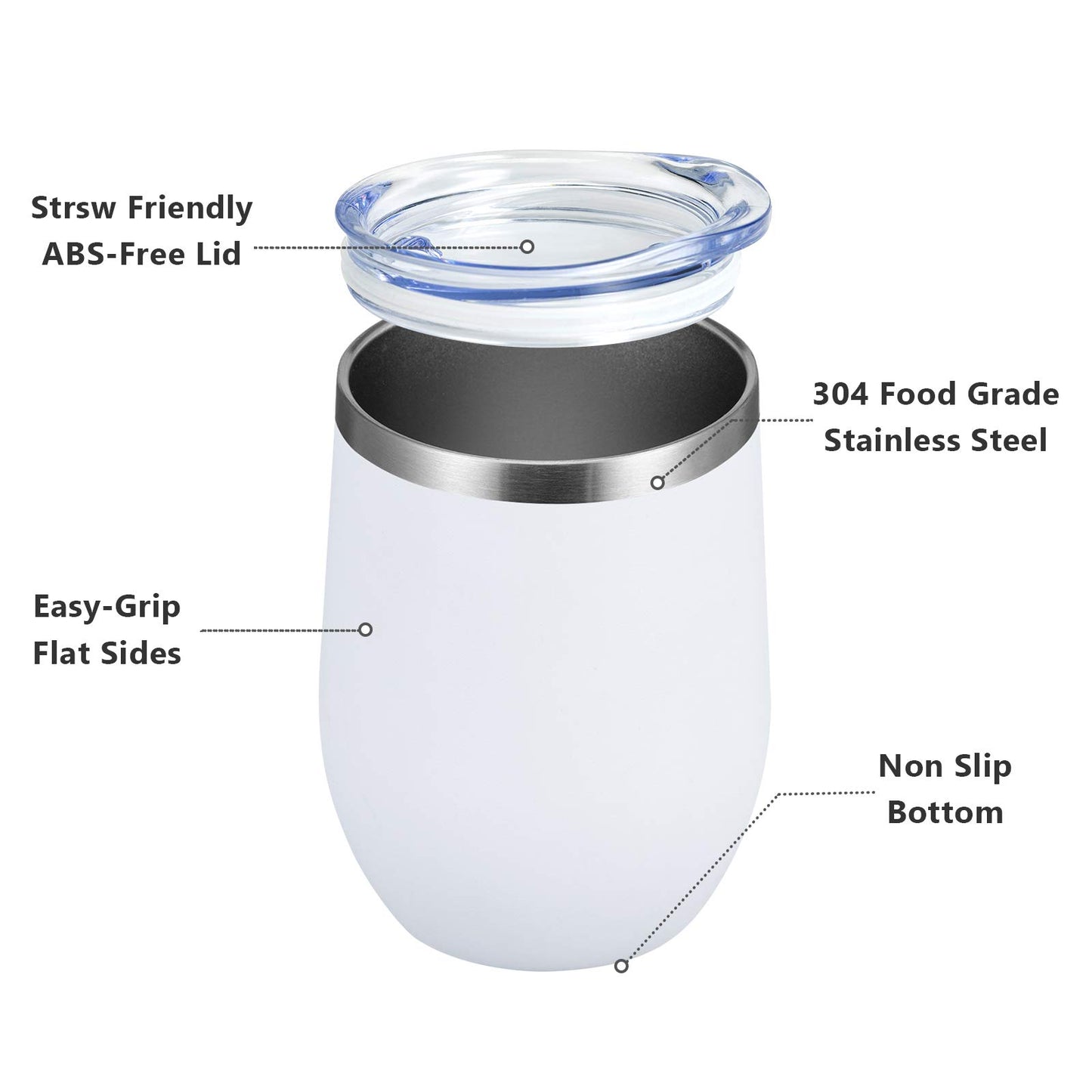 MEWAY 12 OZ/12 Pack Wine Tumbler Glasses with Lid -Double Wall Vacuum Stainless Steel Travel Tumbler Mug,Stemless Insulated Wine Cup for,Coffee,Cocktails,Gifts (White,Set of 12)