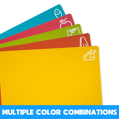 5 Pieces Flexible Cutting Boards, BPA Free Plastic Cutting Boards for Kitchen, Non Slip Cutting Mat for Meat and Vegetables, Thanksgiving