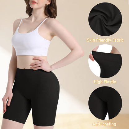 Reamphy 3 Pack Slip Shorts for Women Under Dress,Comfortable Smooth Yoga Workout Biker Shorts(3*Black,XL)