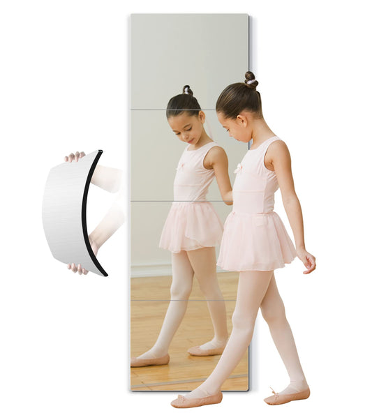 Full Length Mirror for Kids Safety Shatterproof Mirror, Plastic Wall Mirrors, Made Of Acrylic Plexiglass Mirrors, 4 Pcs 12"x12", Long Bedroom Door Closet Mirror's, Workout For Home Gym Body Mirror's