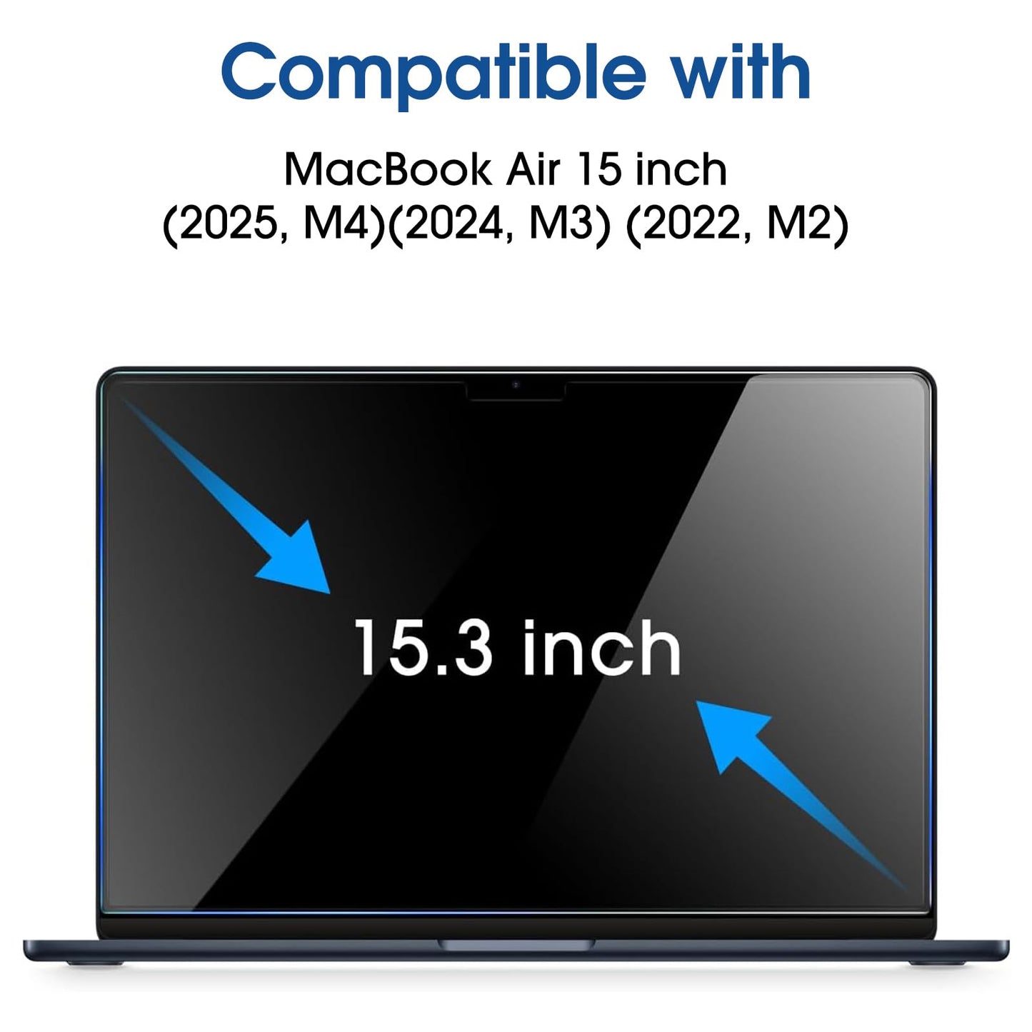 amFilm Designed for MacBook Air 15-Inch (M4 Chip/M3 Chip/M2 Chip, 2023-2025 Released) Tempered Glass Screen Protector [Zero Bubbles][9H Hardness][ Anti-Scratch][ Anti-Fingerprint], 1 Pack
