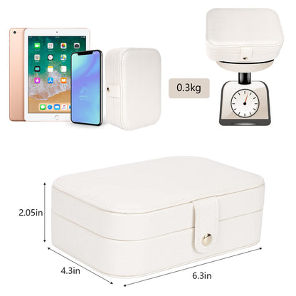 FEISCON Travel Jewelry Box, Jewelry Organizer for Girls Gift Small Jewelry Storage Box for Necklace Ring and Earrings Girls Jewelry Box/WHITE