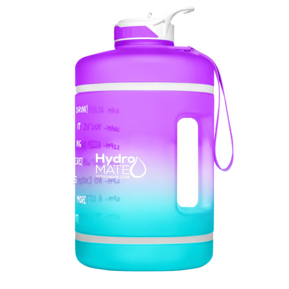 NatureWorks HydroMATE Gallon Water Bottle with Straw BPA FREE Leak Proof Reusable Water Bottle with Times to Drink Marked Hourly 128 oz