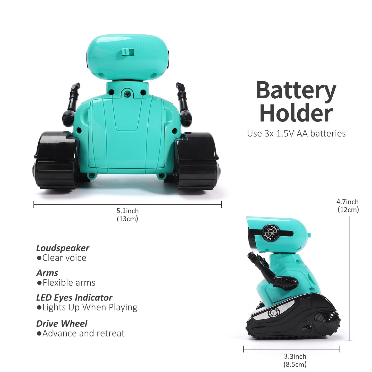 GILOBABY Robot Toys, Remote Control Robot Toy, RC Robots for Kids with LED Eyes, Flexible Head & Arms, Dance Moves and Music, Birthday Gifts for Boys Ages 3+ Years (Blue)