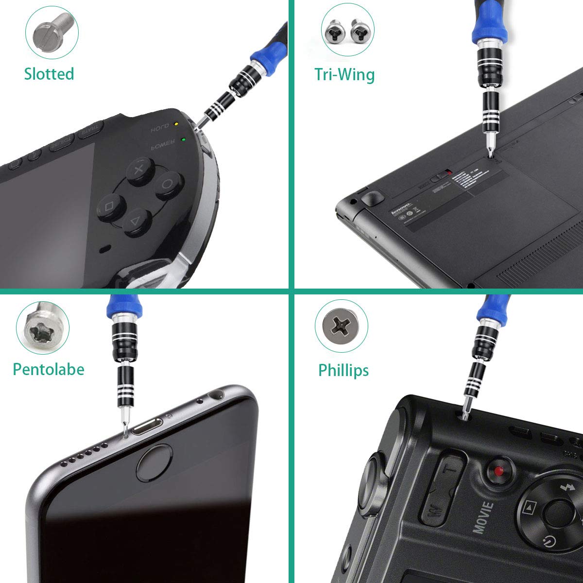 ORIA Precision Screwdriver Set, 86 in 1 Screwdriver Repair Tool Kit, Screwdriver Kit with Portable Bag for Game Console, Tablet, PC, Smartphone, Other Electronics, Blue