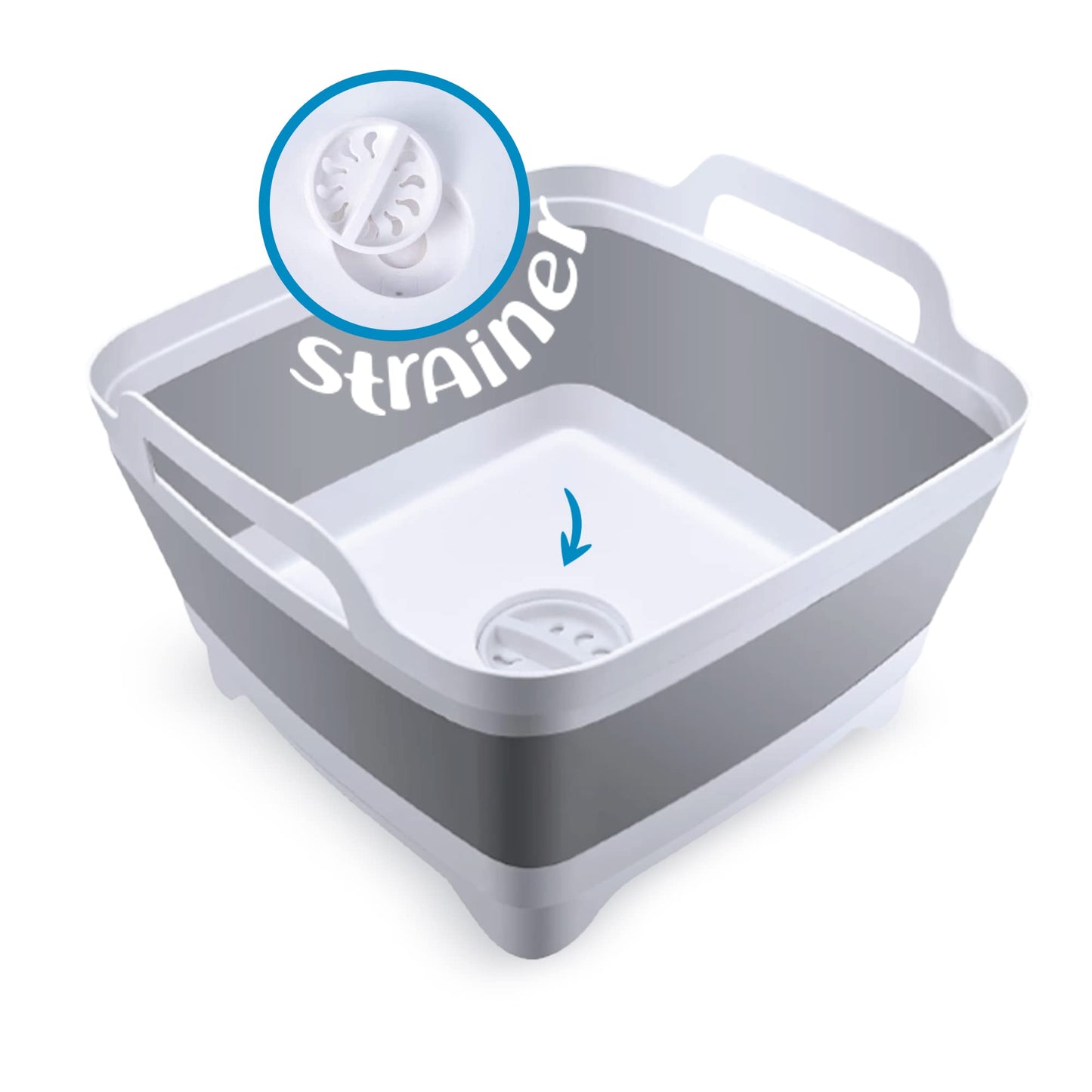 Home Spirit Collapsible Sink – 9L Portable Wash Basin Tub with Handle, Plug & Strainer – For Dishes, Fruits, Veggies, Laundry & Beverages