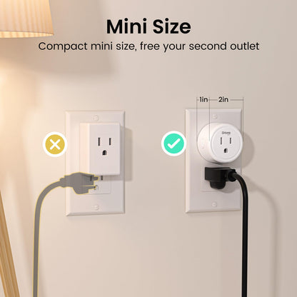 GHome Smart Mini Plug Compatible with Alexa and Google Home, WiFi Outlet Socket Remote Control with Timer Function, Only Supports 2.4GHz Network, No Hub Required, ETL FCC Listed (4 Pack), White