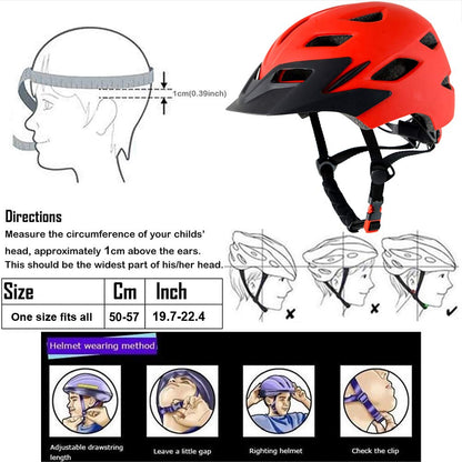 Kids Bike Helmet,Bavilk Kids Boys Girls Bike Helmets with LED Light Detachable Visor Children Youth Teen Multi-Sport for Skating Cycling Scooter Skateboard Adjustable & Lightweight 19.7"-22.4"