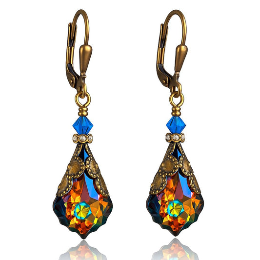 HisJewelsCreations Antique Inspired Vintage Victorian Dangle Drop Earrings for Women Jewelry Gift for Her (Peacock)