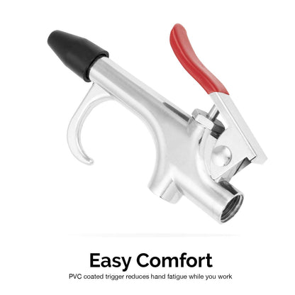 Hiltex 31111 Long Reach Pneumatic Air Blow Gun | 24” Length | 1/4" NPT Air Inlet | Angled Aluminum Nozzle with Pistol Grip Trigger | Rubber Tip