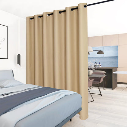 JIUZHEN Room Divider Curtains for Bedroom, Living Room, Dorm - Privacy Partition Curtains with Grommets, Soundproof Hanging Room Dividers (Beige, W100 by L84, 1 Panel)