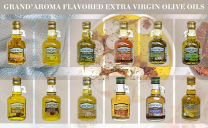 Mantova Grand’Aroma Flavored Extra Virgin Olive Oils, Variety Gift Set, made in Italy, cold-pressed, 100% natural, heart-healthy, for grilling, barbequing, smoking, and cooking, 8.5 oz
