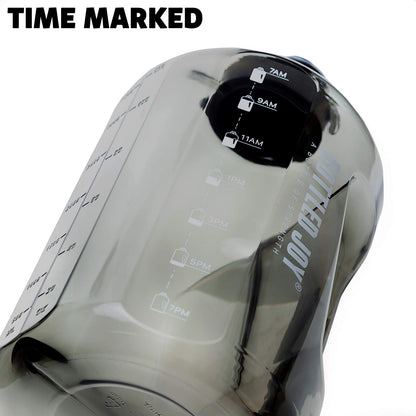 MYSHAKER 1 Gallon Water Jug with Flip-top Lid and Handle Strap, Leak-proof BPA Free Reusable Time Marker Reminder Large Capacity Gallon Water Bottle for Outdoor Sports Fitness Gym Hiking