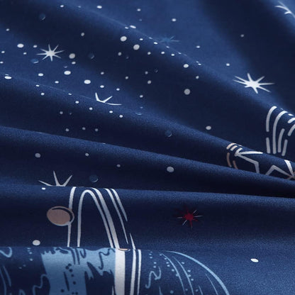 MAG 3 Pcs Bedding Sheet Set Space Galaxy Sheets Planets Stars Rockets Twin Sheet Set for Kids Teens and Space-Lovers,Super Soft Microfiber with1 Fitted Sheet and 2 Pillowcases,Twin Size
