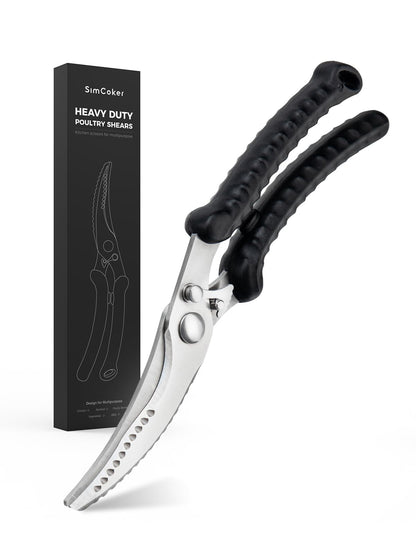 Heavy Duty Poultry Shears, Kitchen Scissors for Food with Anti-Slip Handle & Safety Lock, Meat Scissors, Dish Washer Safe Kitchen Shears for Meat Chicken Seafood and Vegetable Cutting