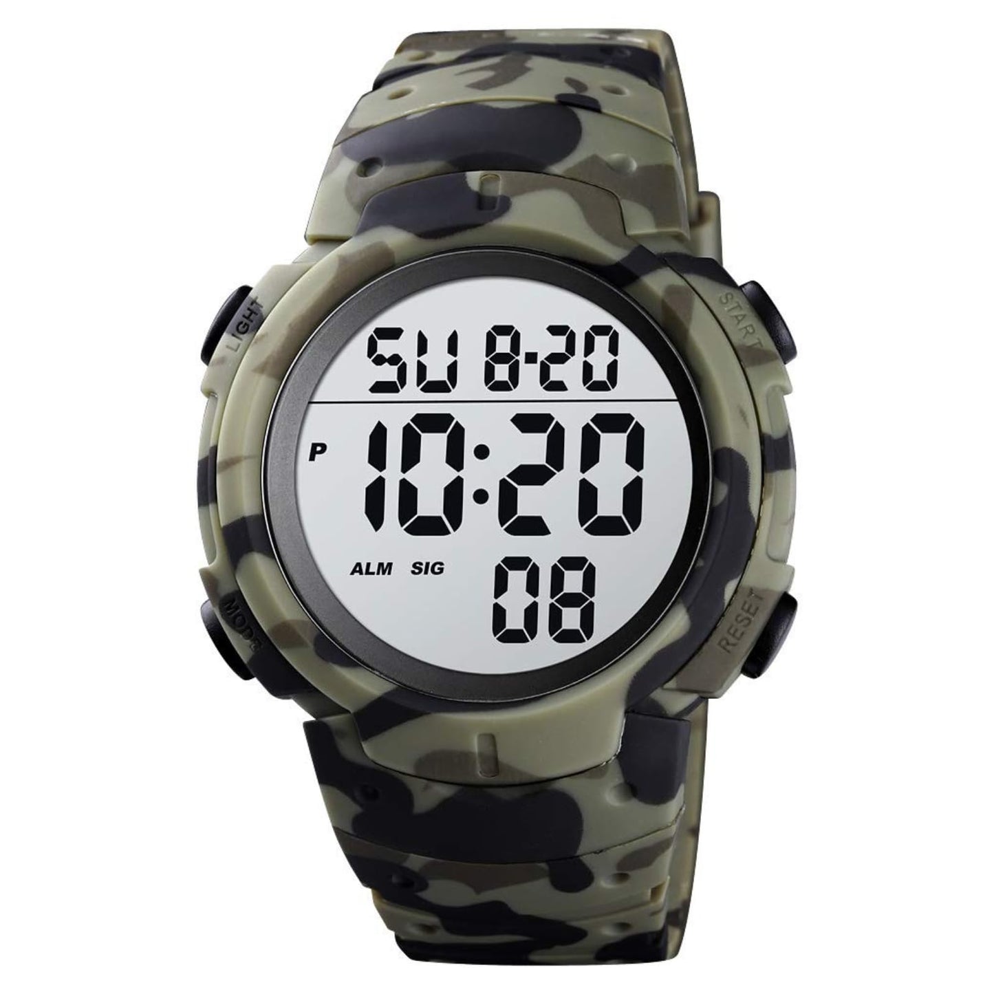 Mens Digital Waterproof Sports Watch LED Screen Large Face Military Watches for Men Casual Luminous Stopwatch Alarm Simple Army Watch