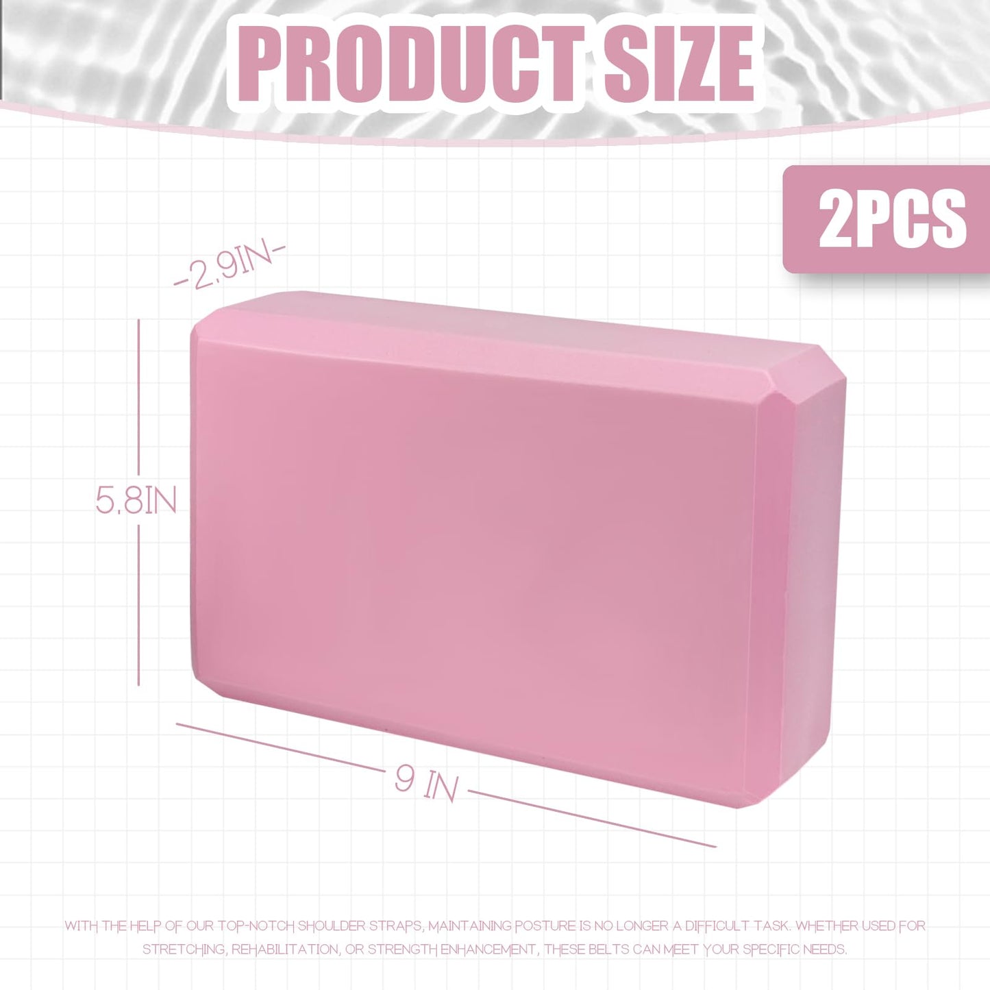 2 Pcs Yoga Blocks, 9"x6"x3" Foam Blocks Yoga Props for Pilates Stretching and Meditation Exercise Blocks Lightweight Yoga Essentials (Pink, normal)