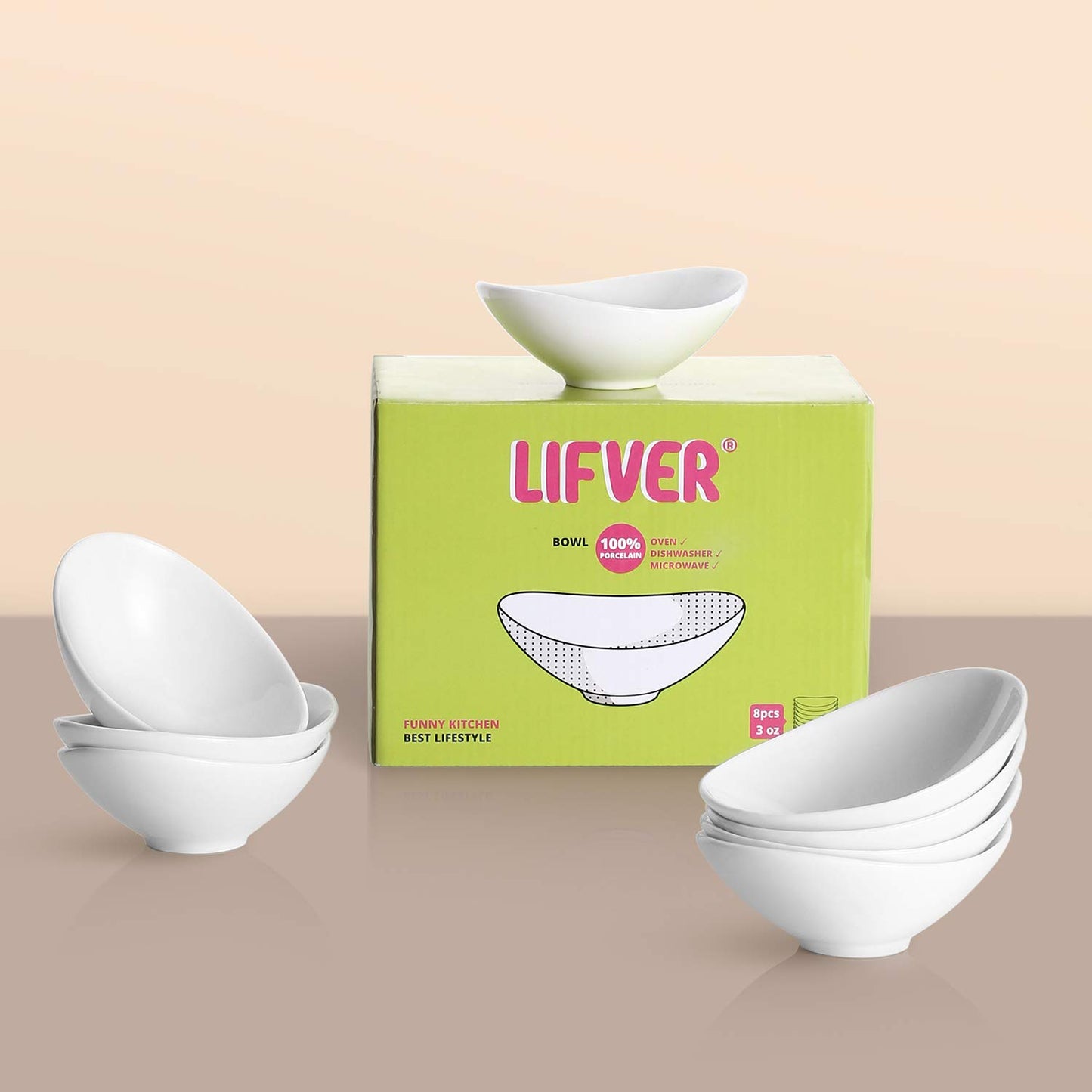 LIFVER Dipping Bowls, 3 oz White Dip Bowl Set of 8, Mini Charcuterie Board Bowls, Soy Sauce Dishes for BBQ and Dinner Party, Housewarming Gifts