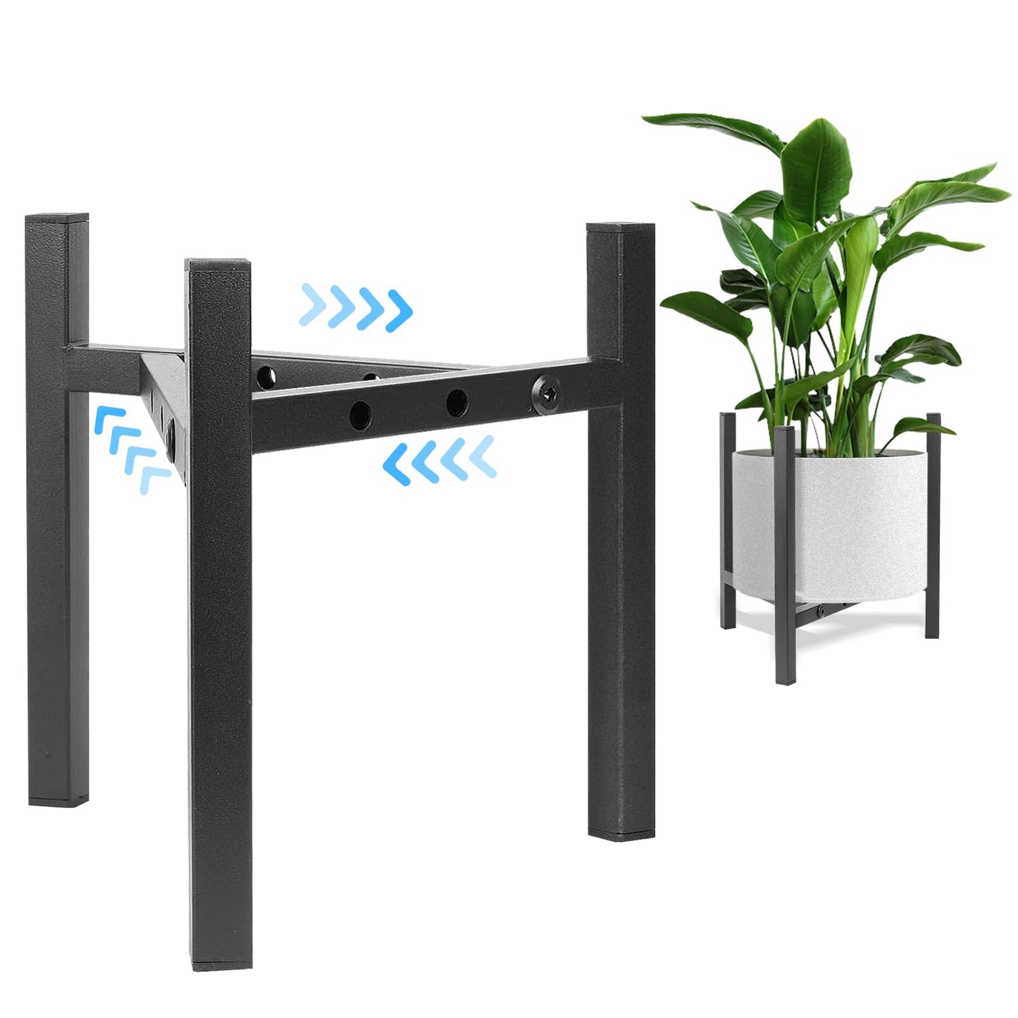 Airpark Plant Stand Indoor Adjustable, Metal Modern Plant Stands, Heavy Duty Stable Plant Pot Flower Holder Indoor Outdoor Corner, Fit 8 9 10 11 12 inch Pots, Black (Pot & Plant Not Included)