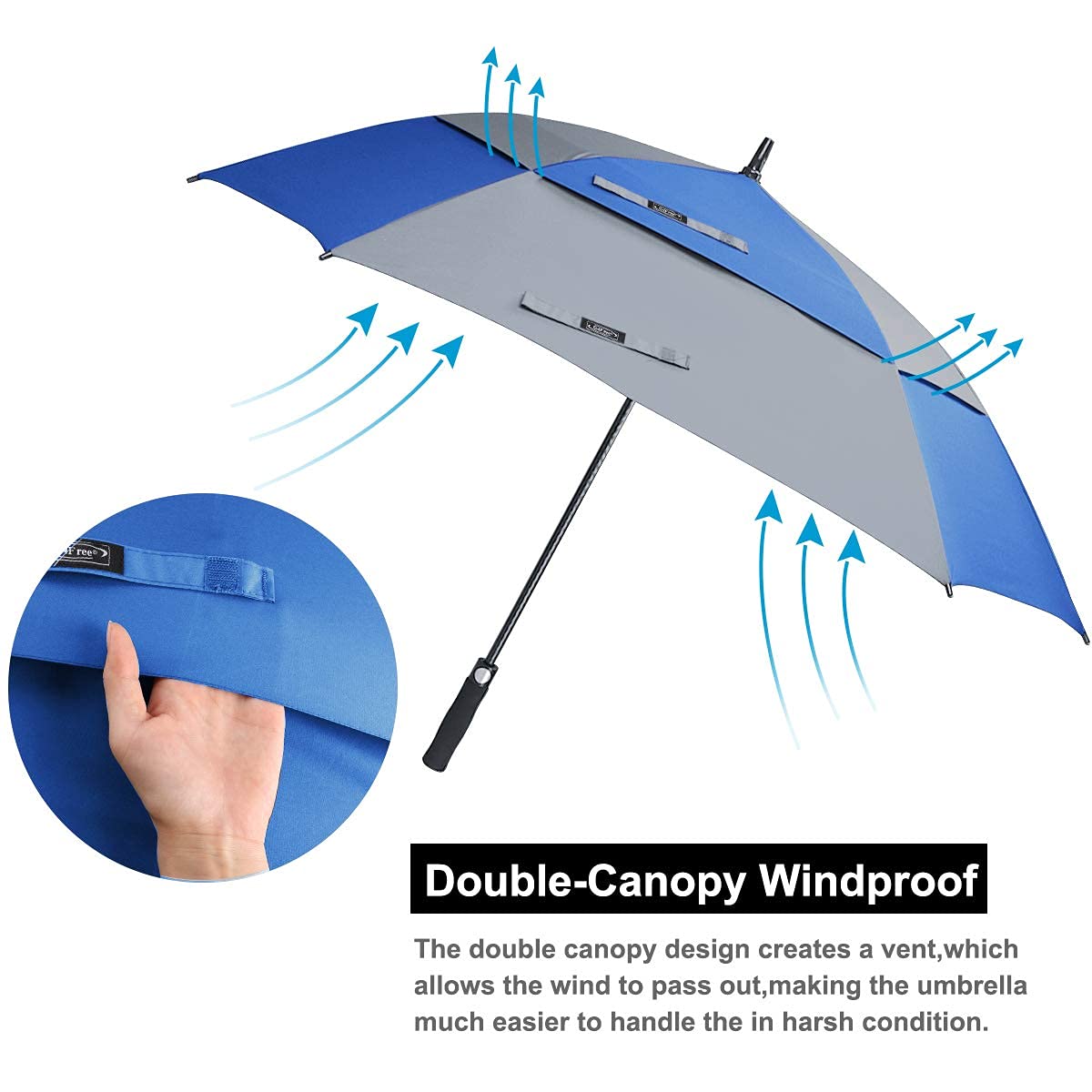 G4Free Extra Large Golf Umbrella 68 inch Square Vented Windproof Auto Open Double Canopy Oversized Stick Umbrella