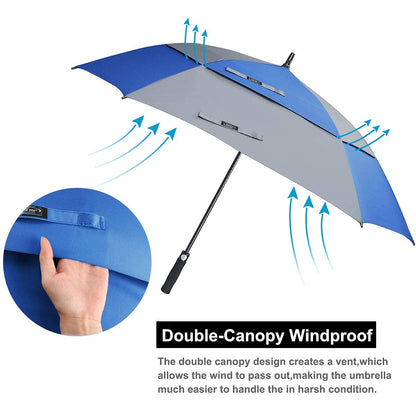 G4Free Extra Large Golf Umbrella 68 inch Square Vented Windproof Auto Open Double Canopy Oversized Stick Umbrella