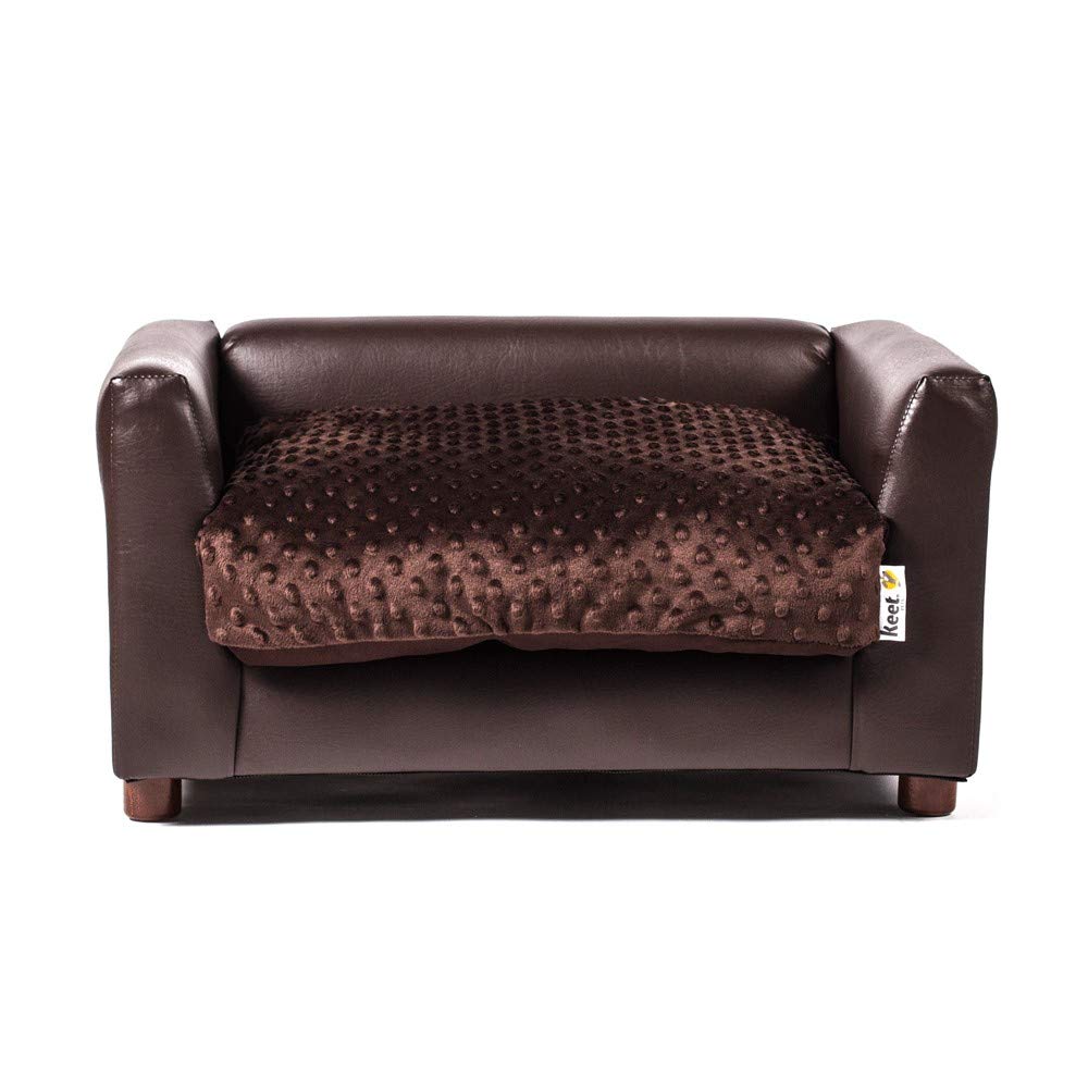 Keet Fluffy Deluxe Pet Bed Sofa Chocolate Small