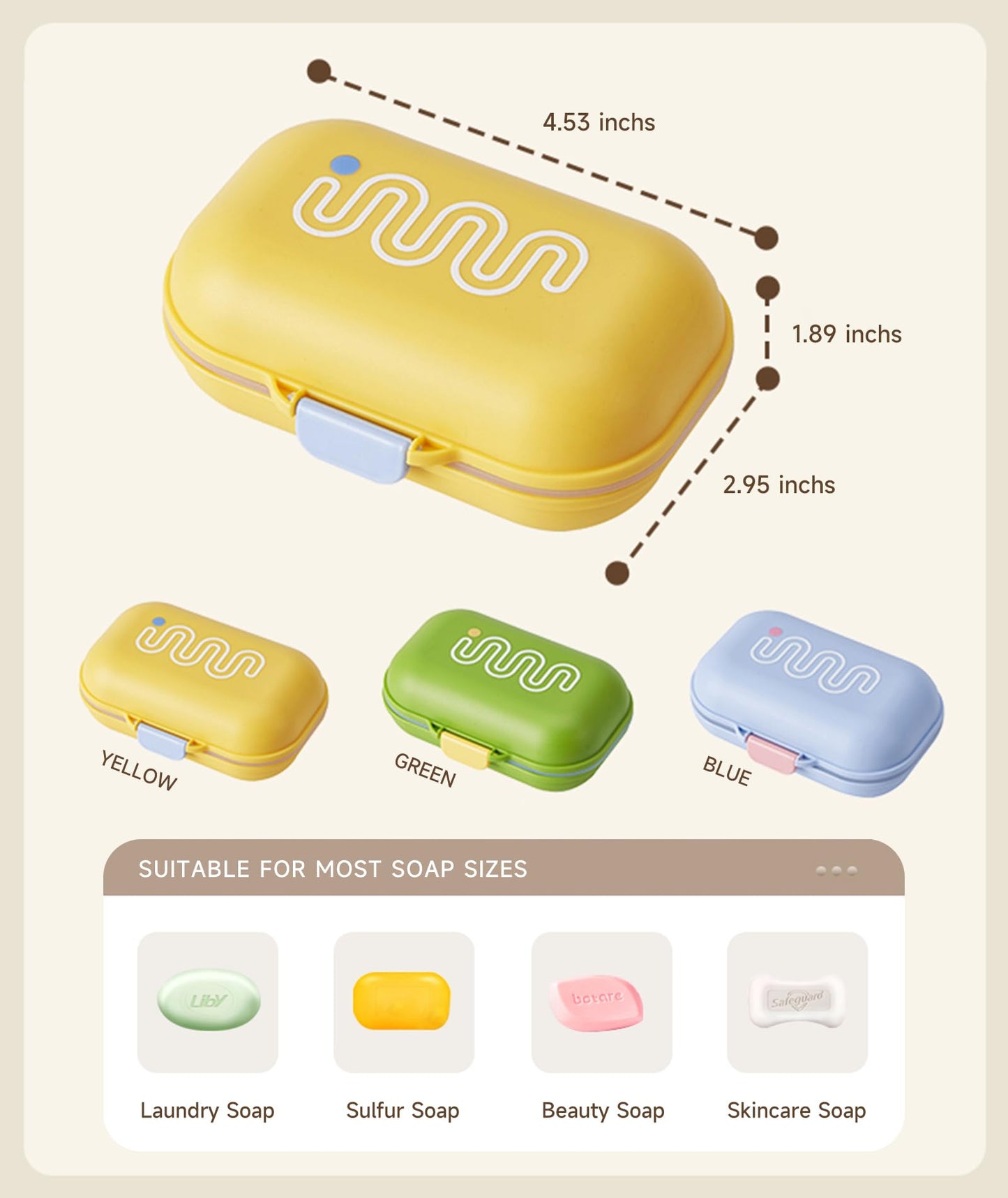 PEISAINOX Travel Soap Case, 100% Leakproof Soap Box with Lid, Bar Soap Holder for Traveling, Draining Soap Dishes for Bathroom, Shower, Gym, School, Camping, Vacation, Outdoor,Travel Essentials