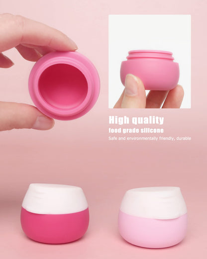 Gemice Silicone Cream Jars, TSA Approved Travel Size Containers - Leak-proof Travel Accessories with Lid for Cosmetic Makeup Face Body Hand Cream (4 Pieces)