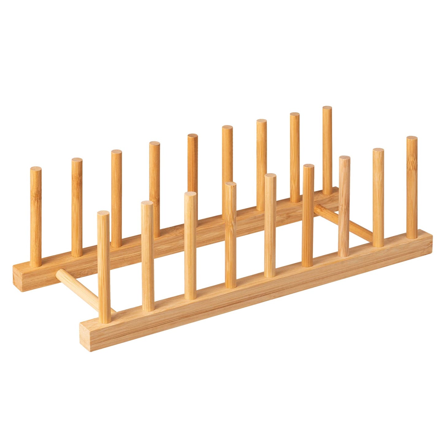 HBlife Bamboo Dish Plate Bowl Cup Book Pot Lid Cutting Board Drying Rack Stand Drainer Storage Holder Organizer Kitchen Cabinet（Keep Dry）