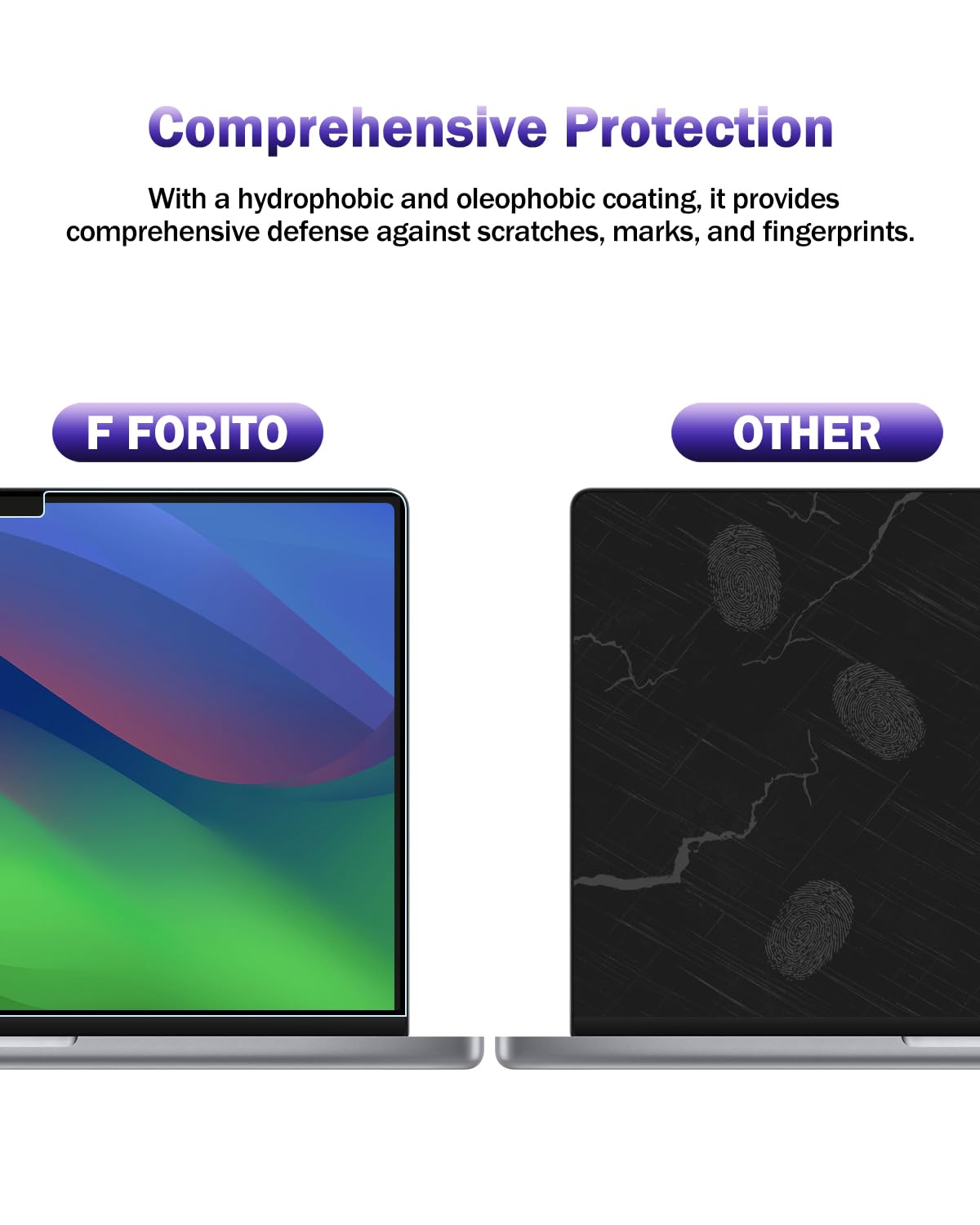 F FORITO 2-Pack Anti Blue Light Matte Screen Protector Compatible with MacBook Air 13.6 inch (2022-2025, M2, M3, M4), Eye Protection Blue Light Blocking & Anti Glare Laptop Screen Protector
