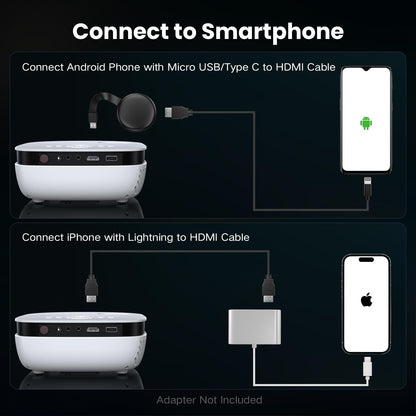 Mini Projector, NICPOW Portable Outdoor Movie Projector with Tripod, 1080P and 200" Supported Small Projector Compatible with TV Stick, Phone, PS5, HDMI, USB for Home, Bedroom, Gaming, Outdoor Use