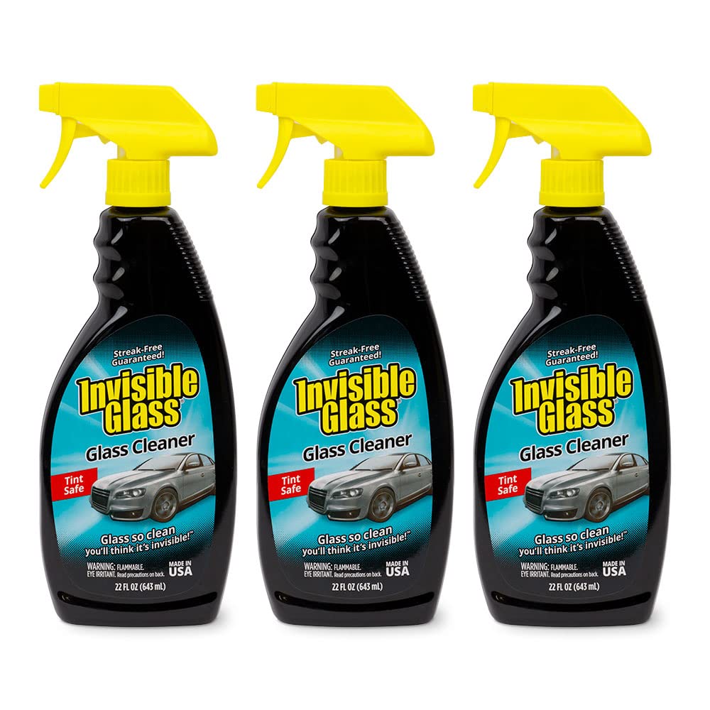 Invisible Glass 92164-3PK Premium Glass and Window Cleaner for Auto and Home Cleans Glass, Windows, Windshields, Navigation Screens, and More, Streak-Free, Ammonia-Free, Tint-Safe, 22 Fl Oz, Pack of 3