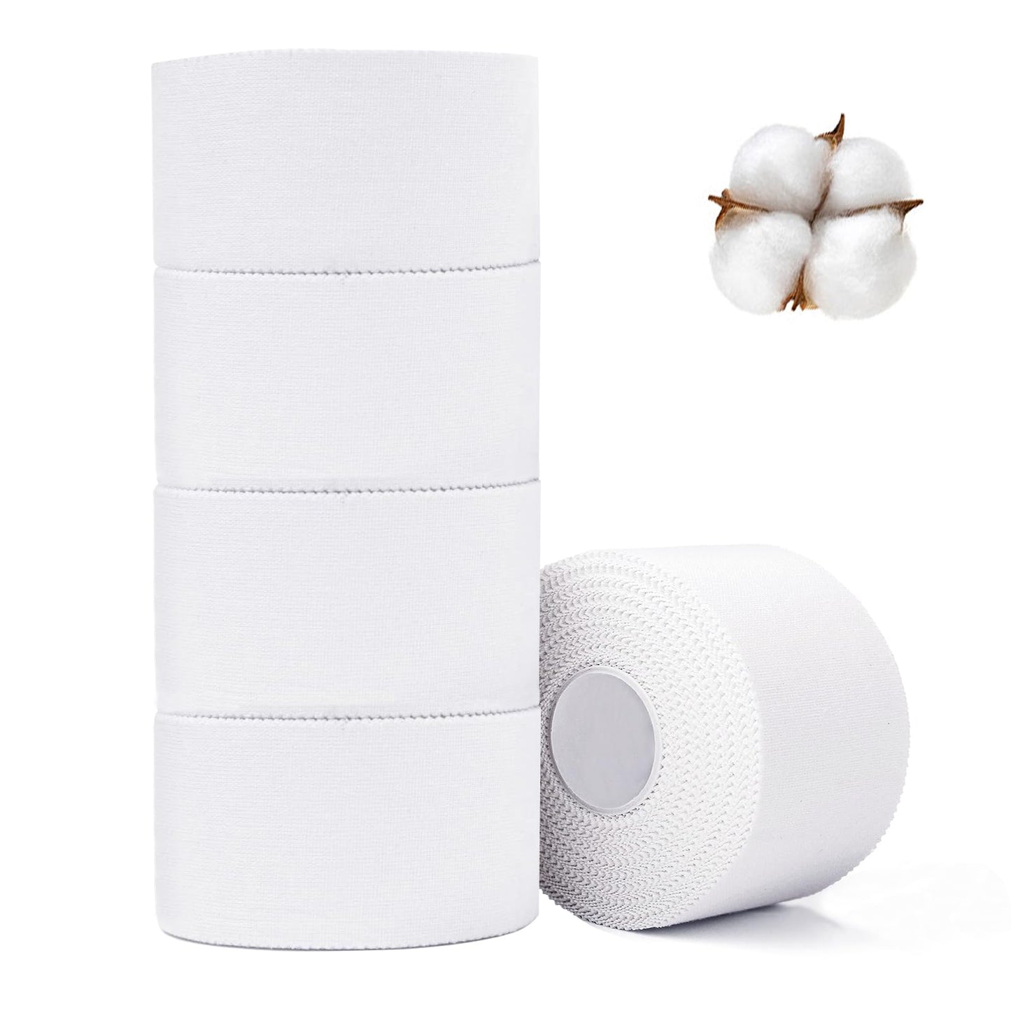 ADMITRY Athletic Tape,5 Pack White Sports Tape,Very Strong No Sticky Residue Wrist Ankle Tape for Gymnastics Boxing Lacrosse Climbing Hockey Bat