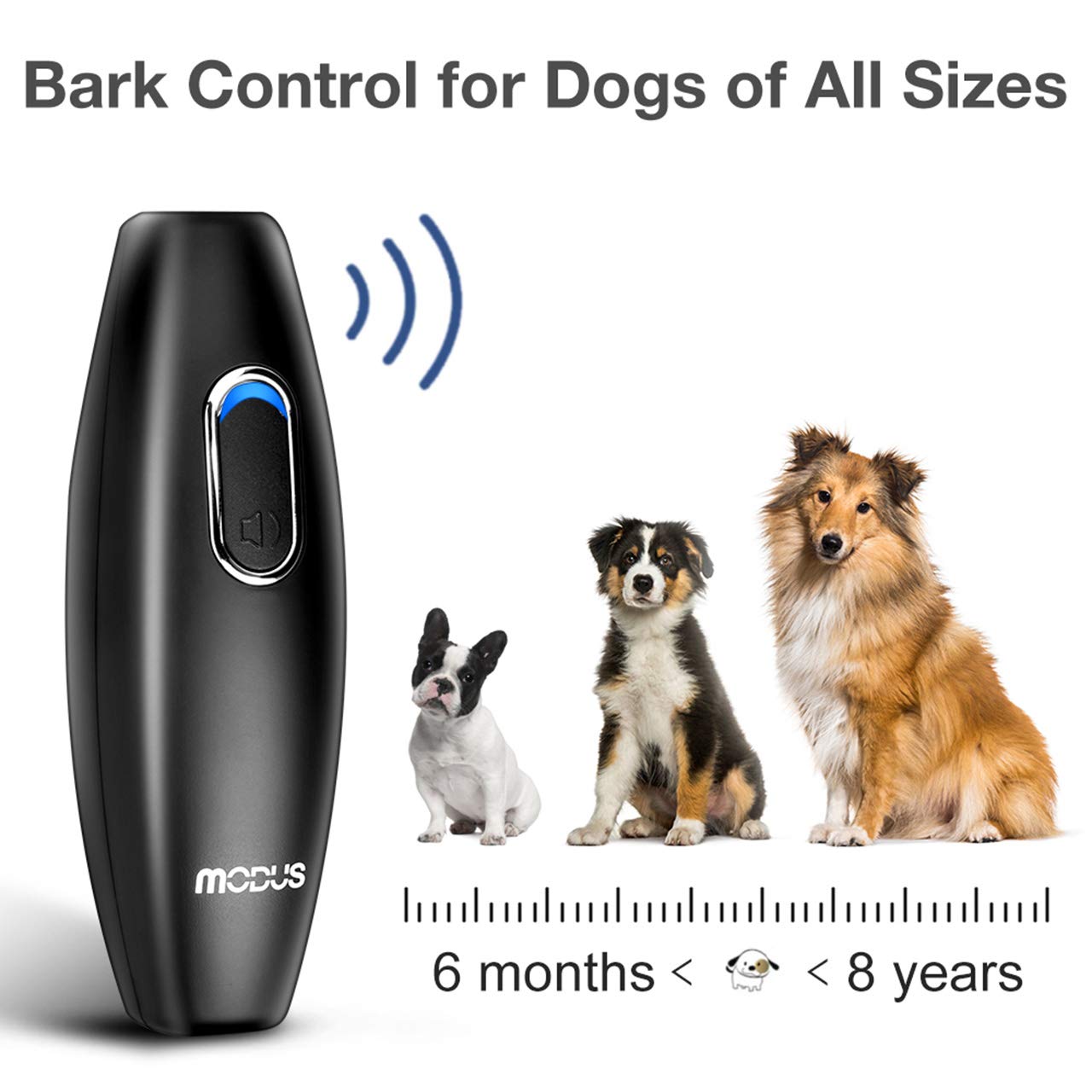 MODUS Bark Control Device - Anti Barking Device, 2-in-1 Dog Training Tool, 16.4 Ft Large Control Range, Safe to Use, Dog Silencer, Ultrasonic Dog Whistle Indoor&Outdoor