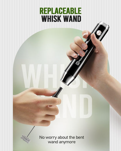 Maestri House Rechargeable Milk Frother, LunaFro NS Handheld Electric Foam Maker Waterproof Detachable Stainless Steel Whisk Drink Mixer Foamer for Lattes, Cappuccino, No Stand