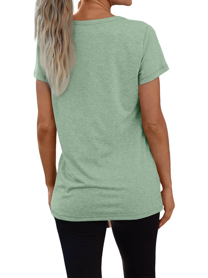 3 Pack V Neck T Shirts for Women Short Sleeve Tshirts Summer Casual Tops Loose Fit Basic Tees GreenRedBlack XL