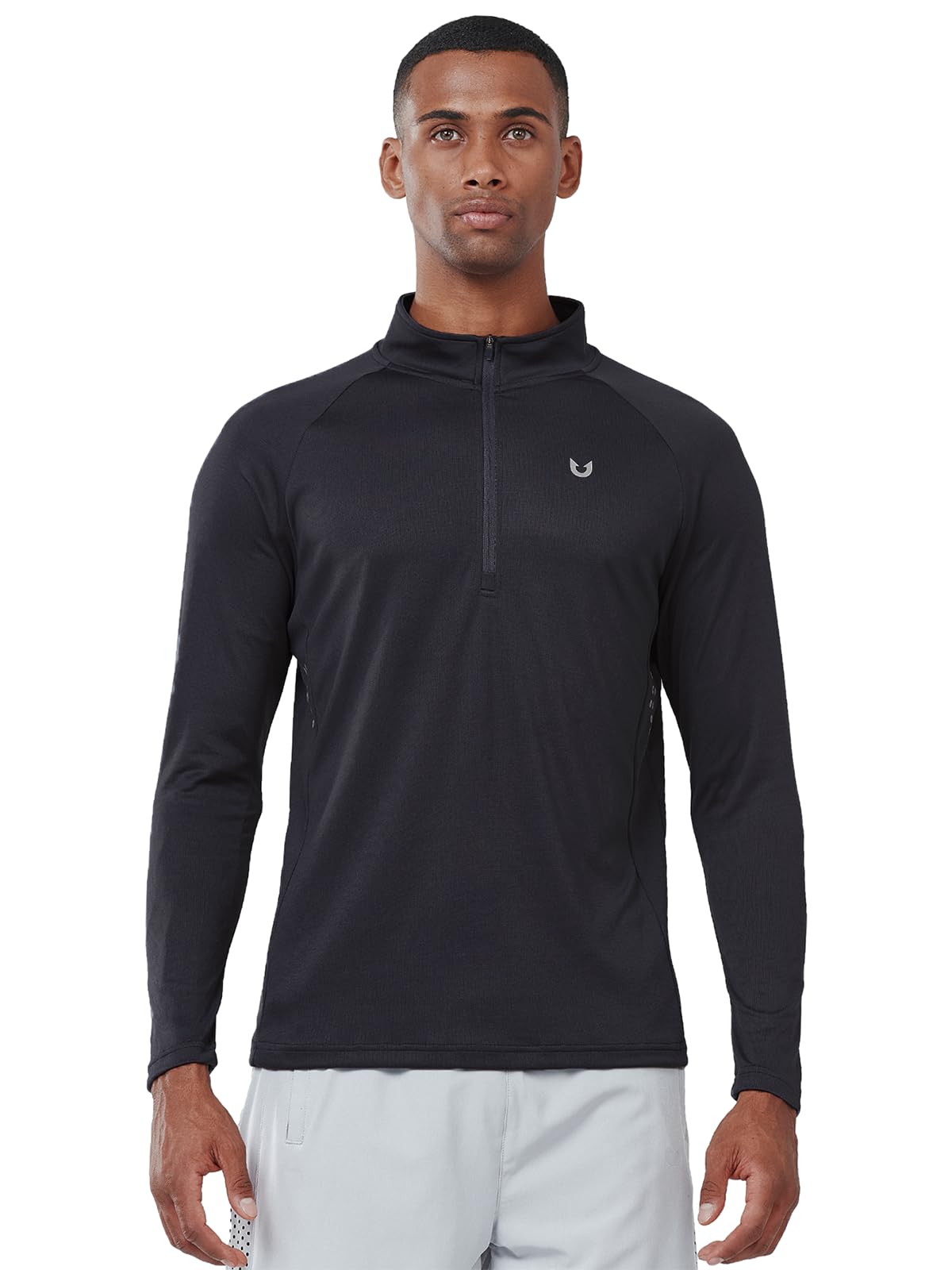 NORTHYARD Men's Running Shirt Long Sleeve Quarter Zip Pullover Moisture Wicking Quick Dry Athletic Workout Shirts Black-L