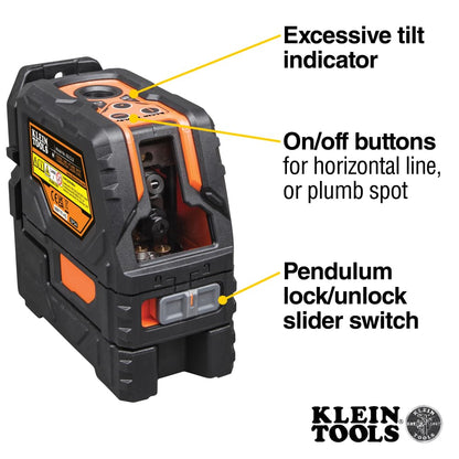 Klein Tools 93LCLS Self-Leveling Laser Level with Bright Red Cross Lines and Plumb Spot, Magnetic and Ceiling Clamp Mounting