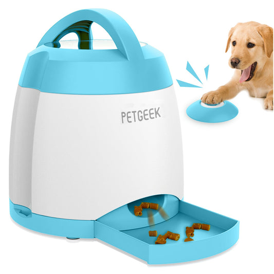 PETGEEK Automatic Dog Treat Dispenser, Puzzle Memory Training Activity Toy- IQ Training Dog Button Feeder, Remote Button Treat Dispenser for Dogs (Upgrade Blue)