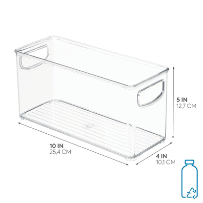 iDesign Stackable Pantry Bin with Handles for Kitchen, Fridge, or Freezer, Clear, Made in USA