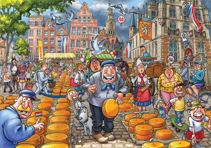 Jumbo, Wasgij, Original 38 - Market Meltdown!, Unique Collectable Jigsaw Puzzle for Adults, 1,000 Piece