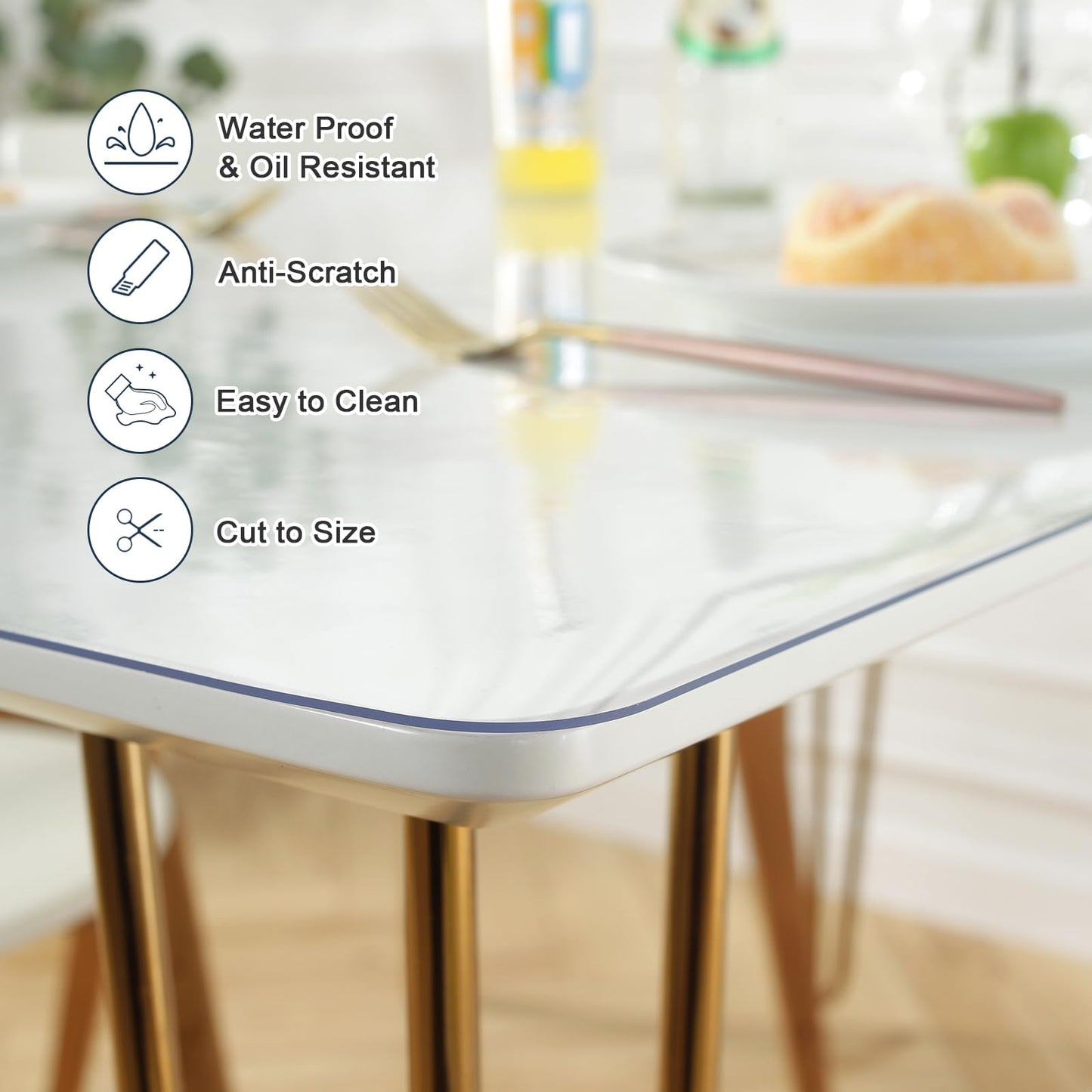 LovePads Clear Table Cover Protector 36 x 60 Inch, 1.5mm Thick Plastic Table Cover, Table Protector for Dining Room Table, Waterproof Vinyl Tablecloth Table Pad Mat for Kitchen, Dresser, Writing Desk