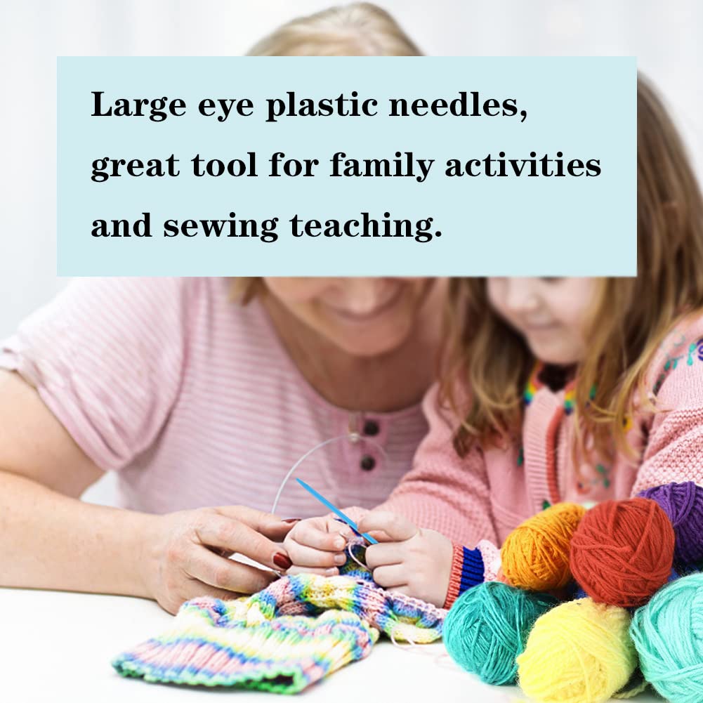 LUNARM 50PCS Plastic Needles for Yarn, 9cm/3.54inch Large Eye Plastic Yarn Sewing Needles for Canvas Craft Embroidery, DIY Sewing Handmade