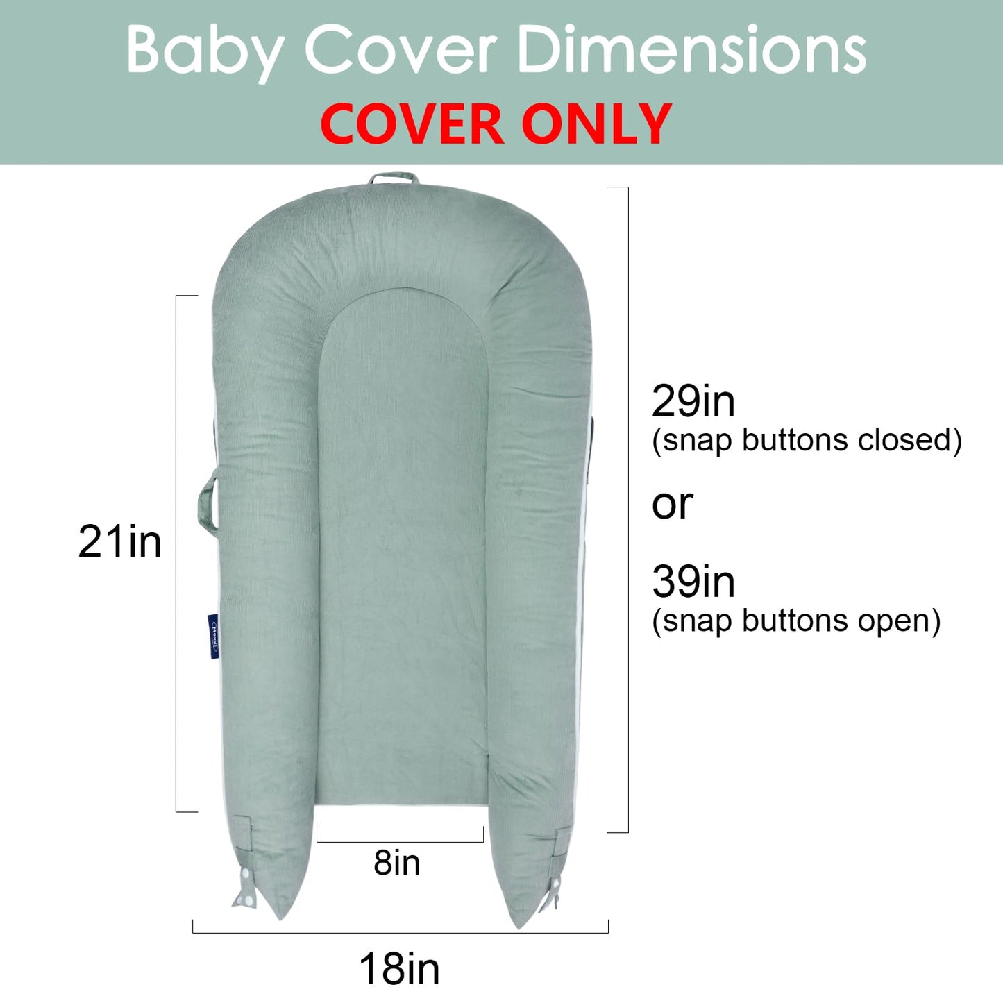 MEXXI Baby Nest Replacement Cover | Premium Quality Cotton | Hypoallergenic Lounger Cover Cotton Newborn Lounger Cover(Cover Only) (Corduroy Sage Green)