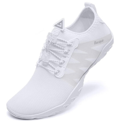Racqua Womens Swim Water Shoes Quick Dry Barefoot Aqua Shoes Lightweight Beach Surf Diving Kayak Yoga Outdoor Sports White 7 W/6 M
