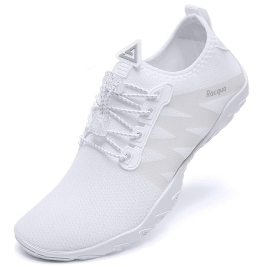 Racqua Womens Swim Water Shoes Quick Dry Barefoot Aqua Shoes Lightweight Beach Surf Diving Kayak Yoga Outdoor Sports White 7 W/6 M