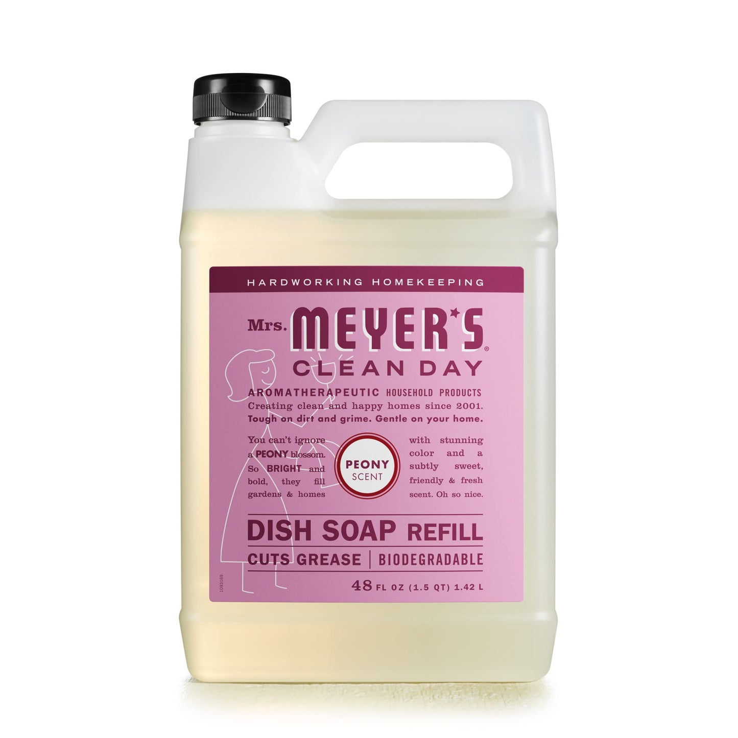 MRS. MEYER'S CLEAN DAY Liquid Dish Soap Refill, Biodegradable Formula, Peony, 48 fl. oz